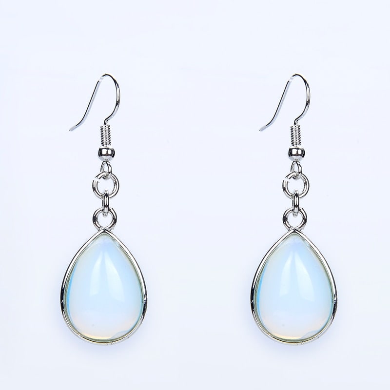 Boucles D'oreilles Triplettes Avec Opales - Style Lithothérapie - Neuf (sans Emballage) - Idée Cadeau