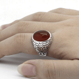 Bague Argent Jaspe Rouge