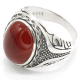 Bague Homme Jaspe Rouge (Argent)