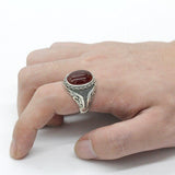 Bague Homme Jaspe Rouge (Argent)