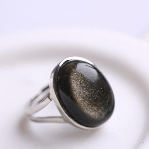 Oeil céleste bague argent Obsidienne taille 56 ou 7.75 US